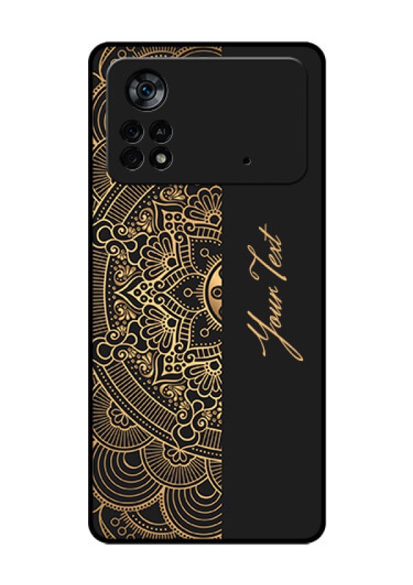 Poco X4 Pro 5G Photo Printing on Glass Case - Mandala art with custom text Design