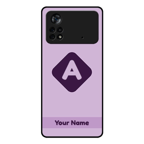 Poco X4 Pro 5G Custom Glass Mobile Case - Custom Letter in curved badge Design Poco X4 Pro 5G Custom Glass Mobile Case - Custom Letter in curved badge Design