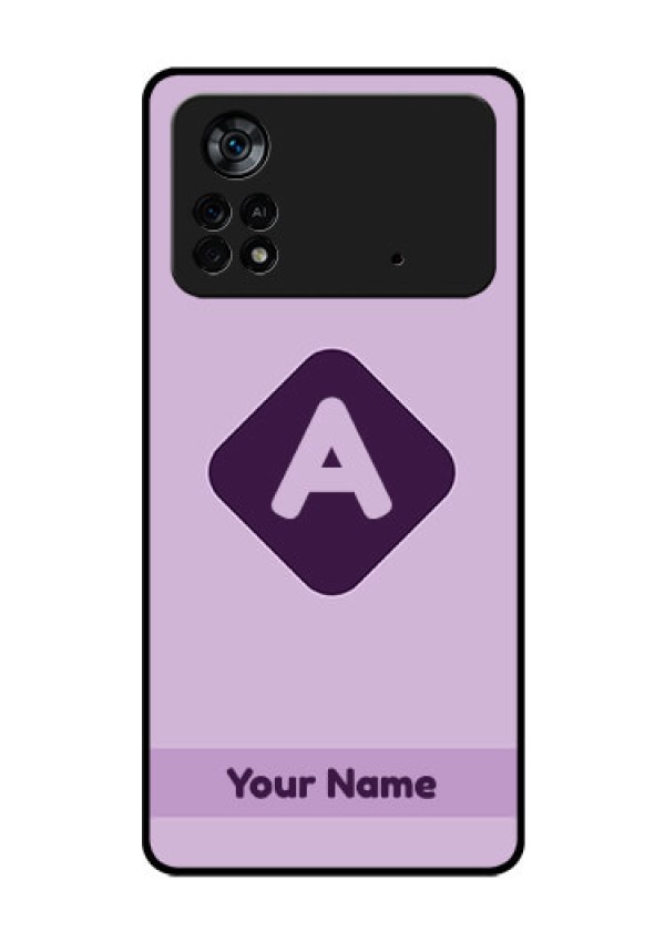 Poco X4 Pro 5G Custom Glass Mobile Case - Custom Letter in curved badge Design