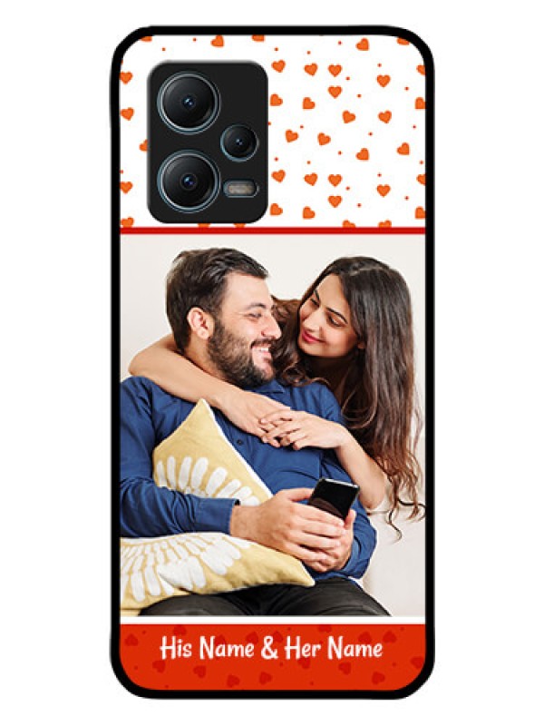 Custom Poco X5 5G Custom Glass Phone Case - Orange Love Symbol Design