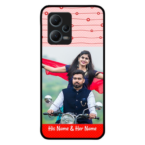 Poco X5 5G Personalized Glass Phone Case - Red Pattern Case Design