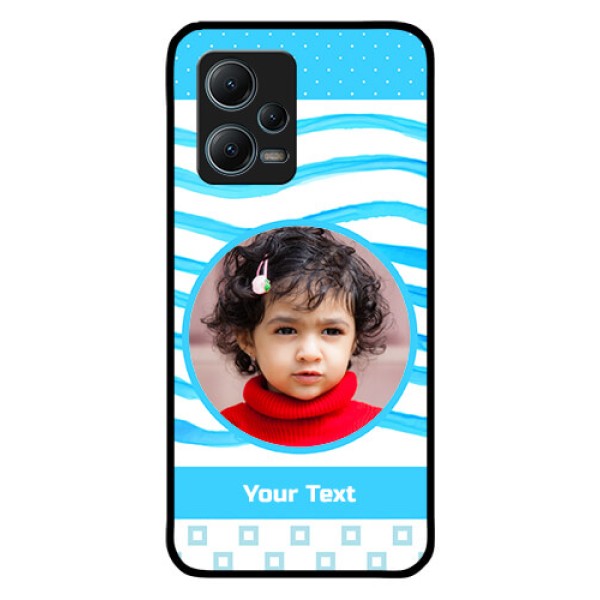Poco X5 5G Custom Glass Phone Case - Simple Blue Case Design