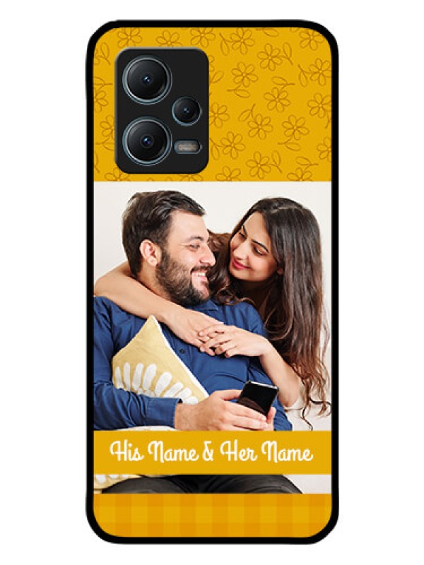 Custom Poco X5 5G Custom Glass Mobile Case - Yellow Floral Design