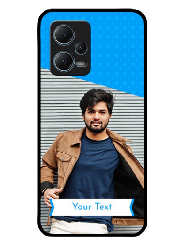 Custom Poco X5 5G Photo Printing on Glass Case - Simple Blue Color Design