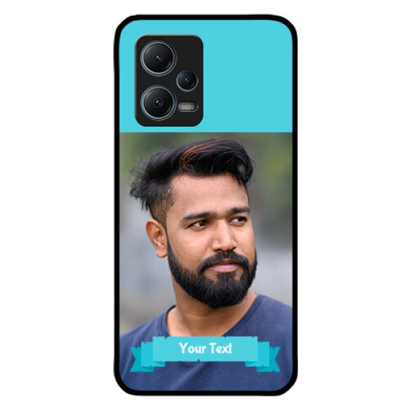 Poco X5 5G Personalized Glass Phone Case - Simple Blue Color Design Poco X5 5G Personalized Glass Phone Case - Simple Blue Color Design