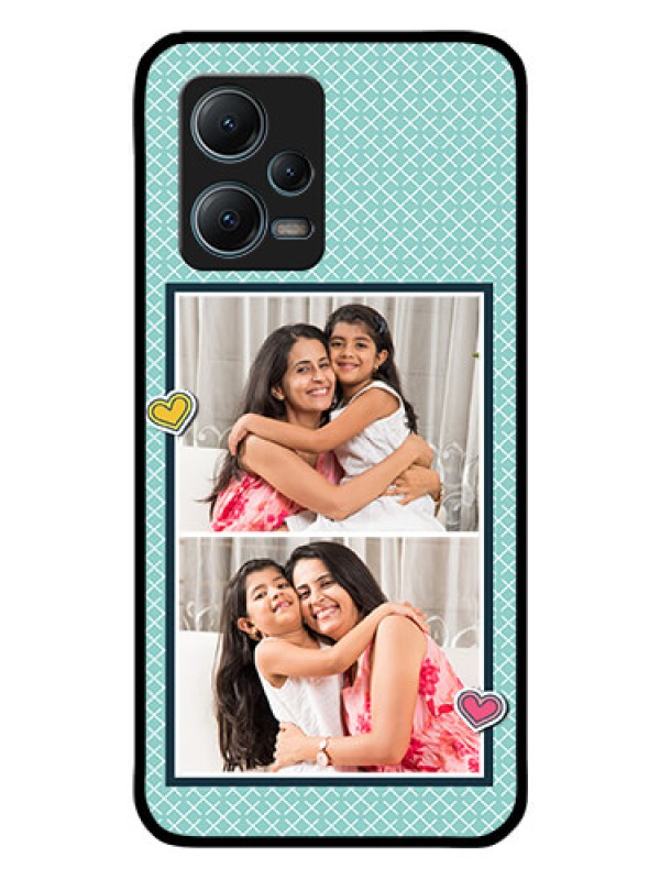 Custom Poco X5 5G Custom Glass Phone Case - 2 Image Holder with Pattern Design