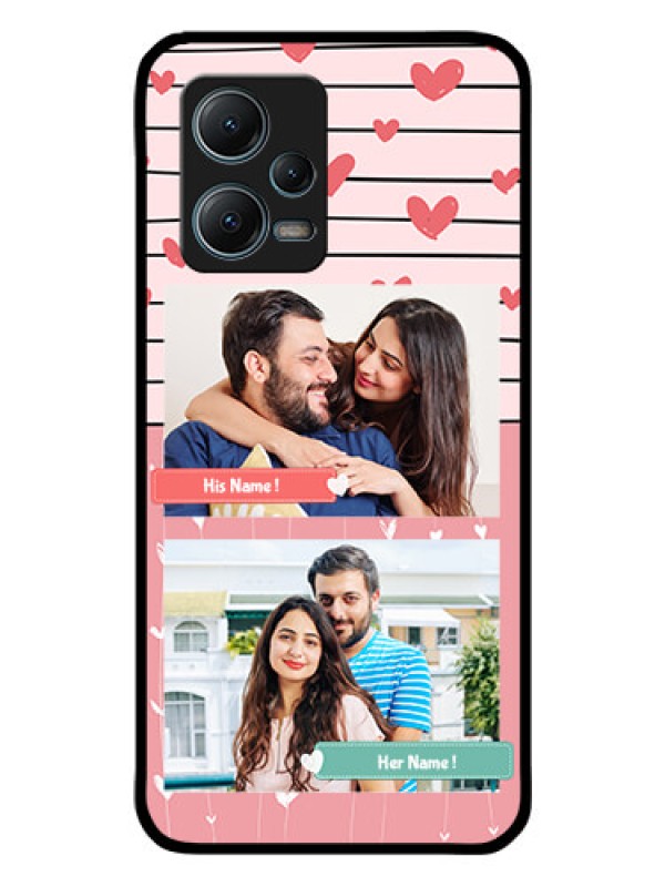 Custom Poco X5 5G Custom Glass Mobile Case - Photo with Heart Design