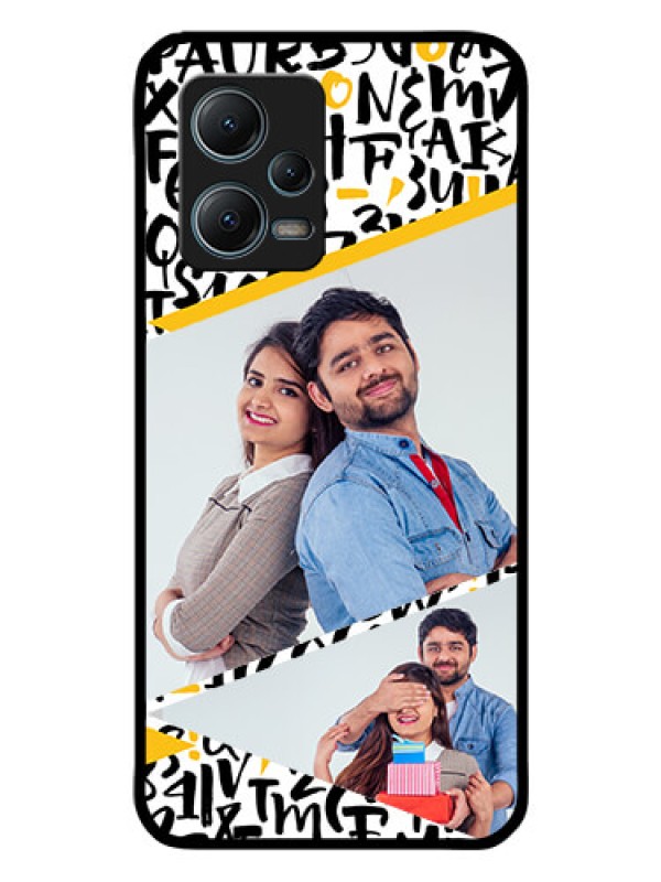 Custom Poco X5 5G Custom Glass Mobile Case - Letters Pattern Design