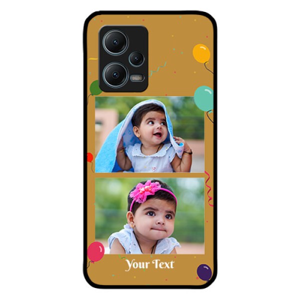 Poco X5 5G Personalized Glass Phone Case - Image Holder with Birthday Celebrations Design Poco X5 5G Personalized Glass Phone Case - Image Holder with Birthday Celebrations Design