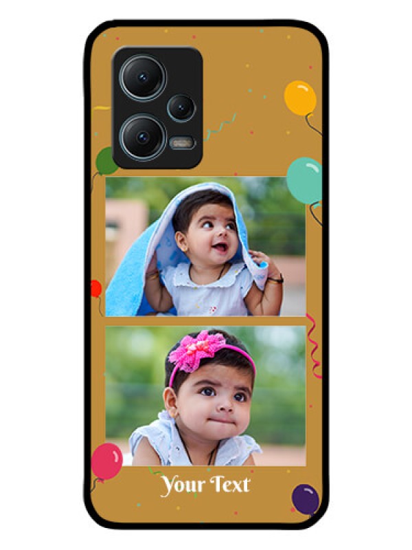 Custom Poco X5 5G Personalized Glass Phone Case - Image Holder with Birthday Celebrations Design