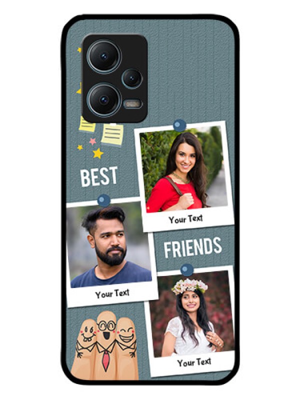 Custom Poco X5 5G Personalized Glass Phone Case - Sticky Frames and Friendship Design