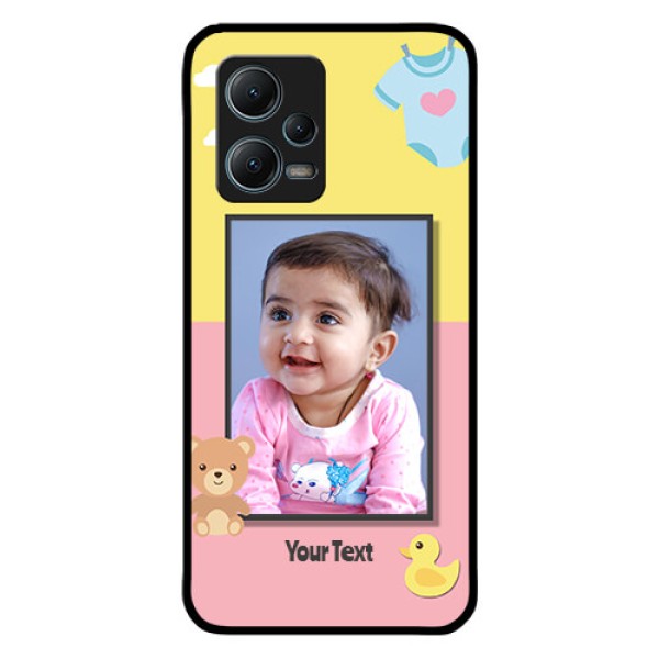 Poco X5 5G Photo Printing on Glass Case - Kids 2 Color Design