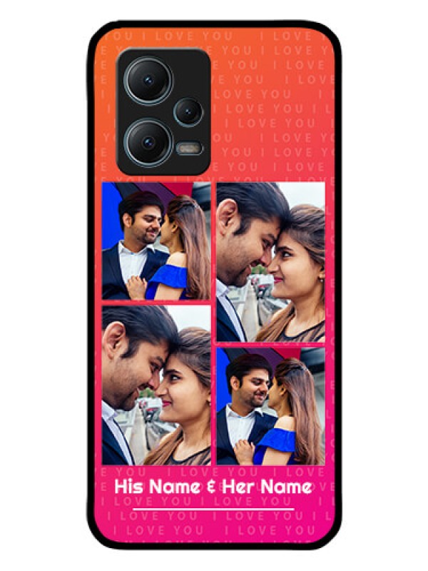 Custom Poco X5 5G Custom Glass Phone Case - I Love You Pink Design