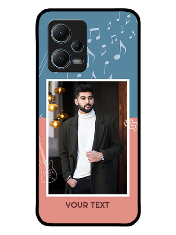 Custom Poco X5 5G Photo Printing on Glass Case - with Color Musical Note Design