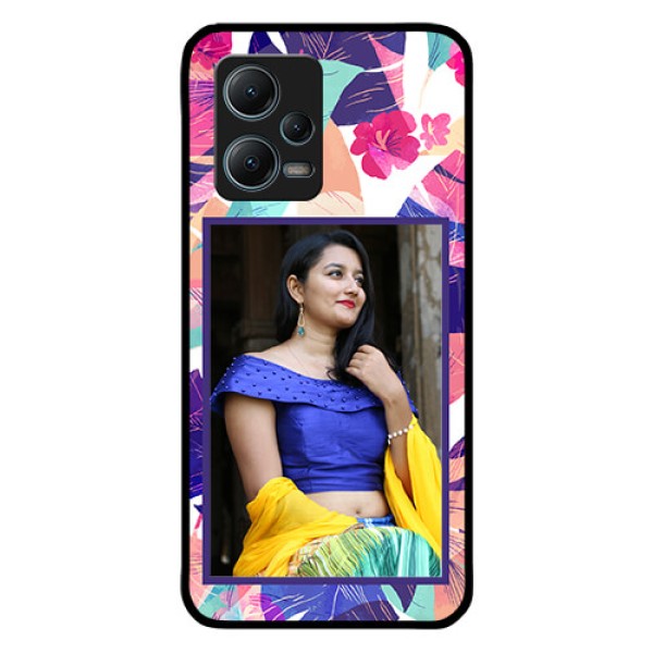 Poco X5 5G Custom Glass Mobile Case - Abstract Floral Design