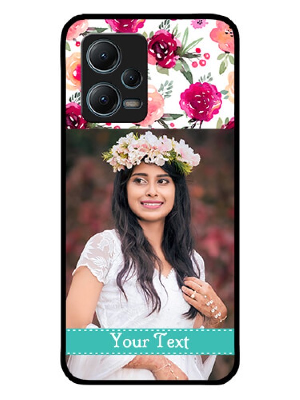 Custom Poco X5 5G Custom Glass Phone Case - Watercolor Floral Design