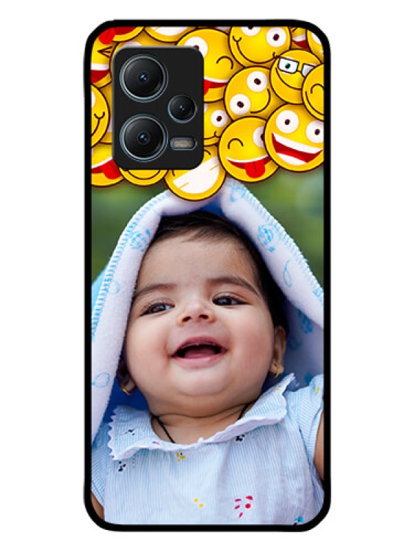 Custom Poco X5 5G Custom Glass Mobile Case - with Smiley Emoji Design