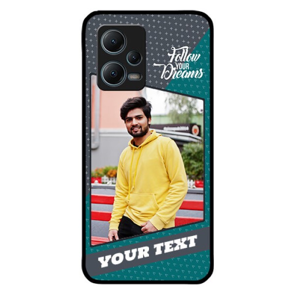 Poco X5 5G Personalized Glass Phone Case - Background Pattern Design with Quote