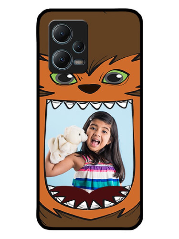 Custom Poco X5 5G Photo Printing on Glass Case - Owl Monster Back Case Design