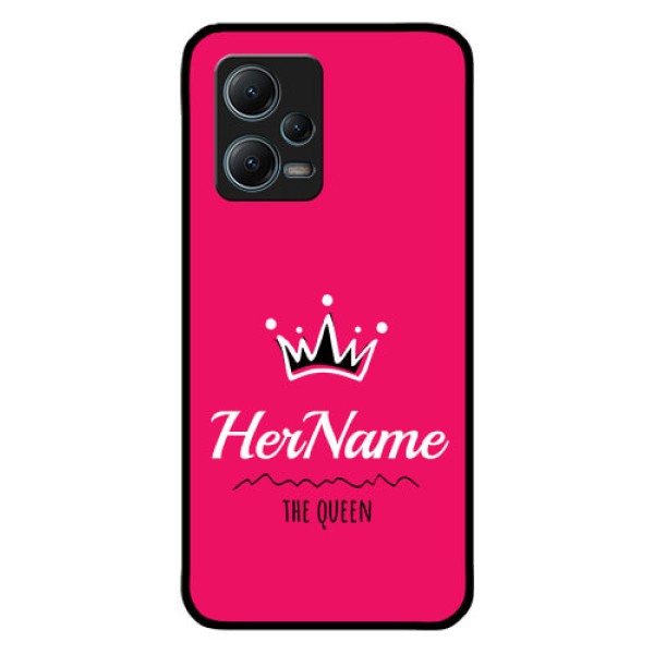 Poco X5 5G Glass Phone Case Queen with Name Poco X5 5G Glass Phone Case Queen with Name
