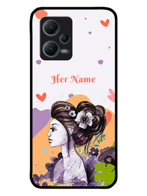 Custom Poco X5 5G Personalized Glass Phone Case - Woman And Nature Design