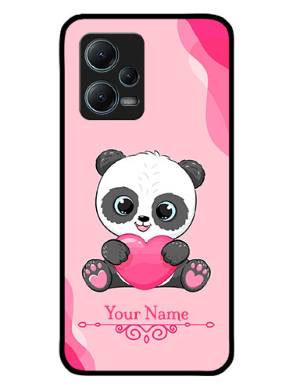 Custom Poco X5 5G Custom Glass Mobile Case - Cute Panda Design