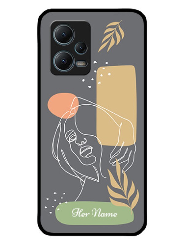 Custom Poco X5 5G Custom Glass Phone Case - Gazing Woman line art Design