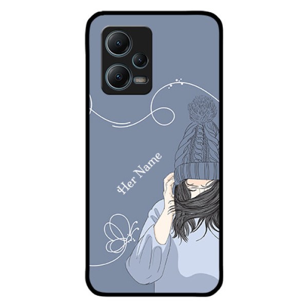 Poco X5 5G Custom Glass Mobile Case - Girl in winter outfit Design Poco X5 5G Custom Glass Mobile Case - Girl in winter outfit Design