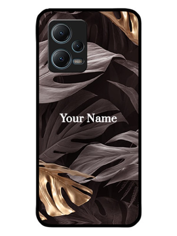 Custom Poco X5 5G Personalised Glass Phone Case - Wild Leaves digital paint Design