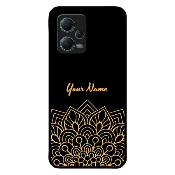 Poco X5 5G Custom Glass Phone Case - Golden mandala Design