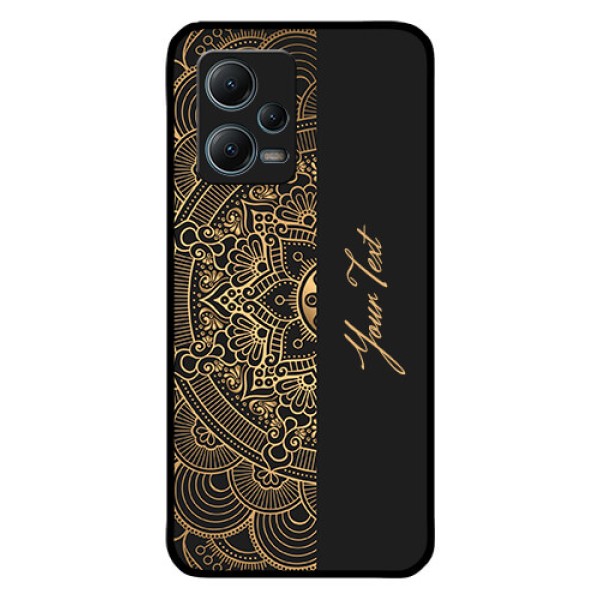 Poco X5 5G Photo Printing on Glass Case - Mandala art with custom text Design