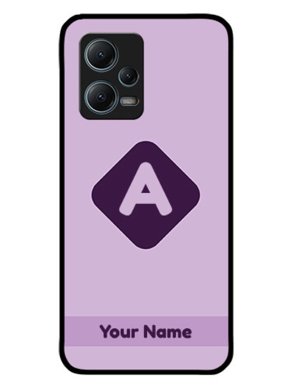 Custom Poco X5 5G Custom Glass Mobile Case - Custom Letter in curved badge Design