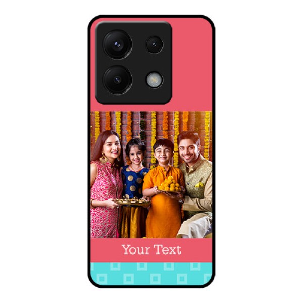 Poco X6 5G Custom Glass Phone Case - Peach & Blue Color Design Poco X6 5G Custom Glass Phone Case - Peach & Blue Color Design