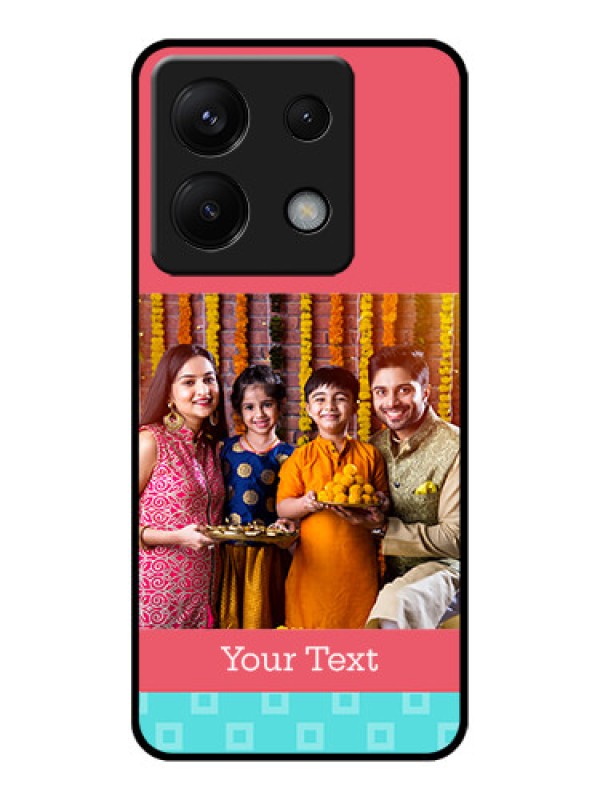 Custom Poco X6 5G Custom Glass Phone Case - Peach & Blue Color Design