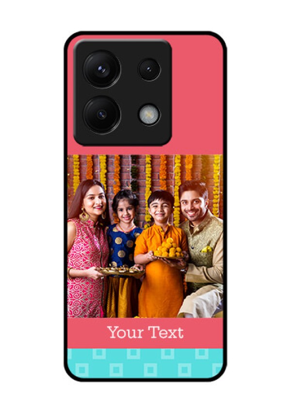Poco X6 5G Custom Glass Phone Case - Peach & Blue Color Design