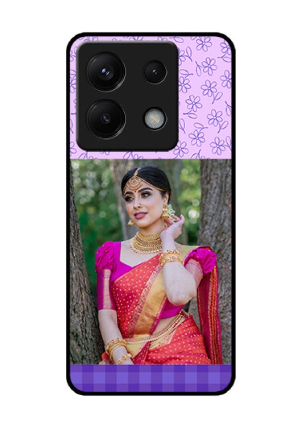 Poco X6 5G Custom Glass Phone Case - Purple Floral Design