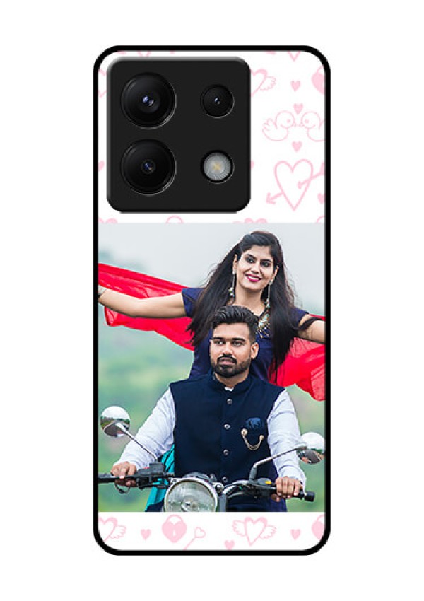 Poco X6 5G Custom Glass Phone Case - Pink Flying Heart Design