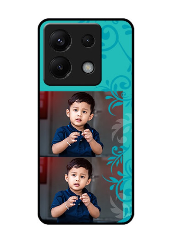 Poco X6 5G Custom Glass Phone Case - With Photo And Green Floral Design