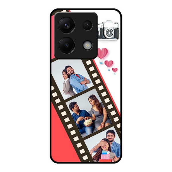 Poco X6 5G Custom Glass Phone Case - 3 Image Holder With Film Reel Poco X6 5G Custom Glass Phone Case - 3 Image Holder With Film Reel