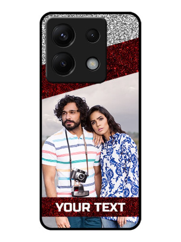 Custom Poco X6 5G Custom Glass Phone Case - Image Holder With Glitter Strip Design