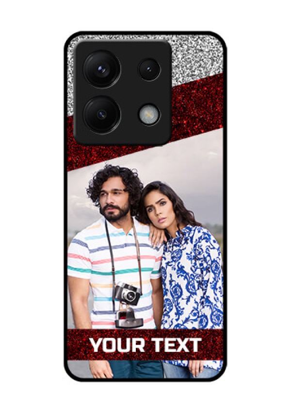 Poco X6 5G Custom Glass Phone Case - Image Holder With Glitter Strip Design