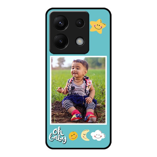 Poco X6 5G Custom Glass Phone Case - Smiley Kids Stars Design