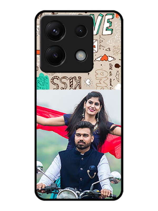 Custom Poco X6 5G Custom Glass Phone Case - Love Doodle Pattern