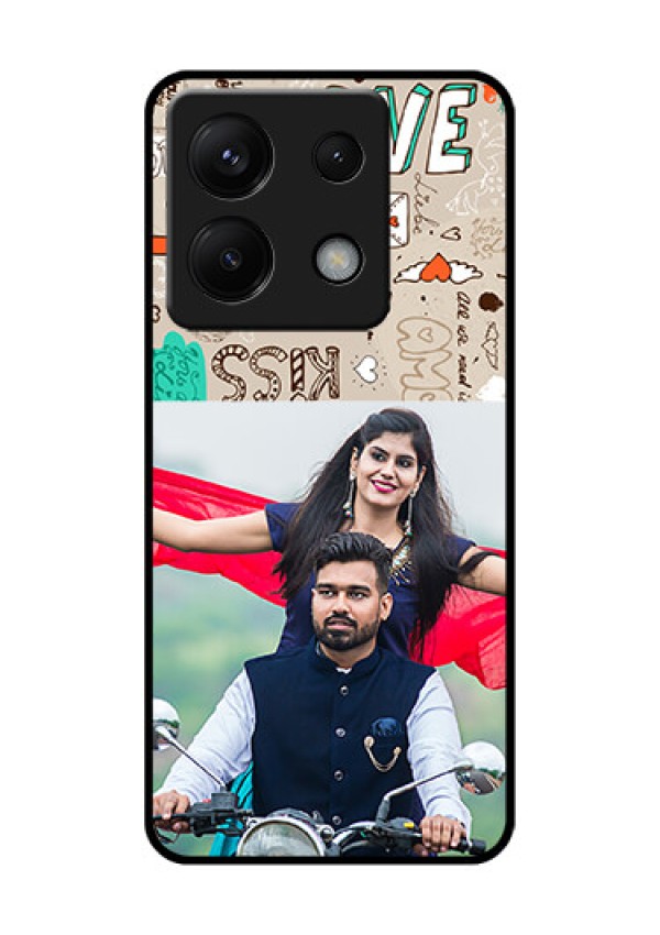Poco X6 5G Custom Glass Phone Case - Love Doodle Pattern