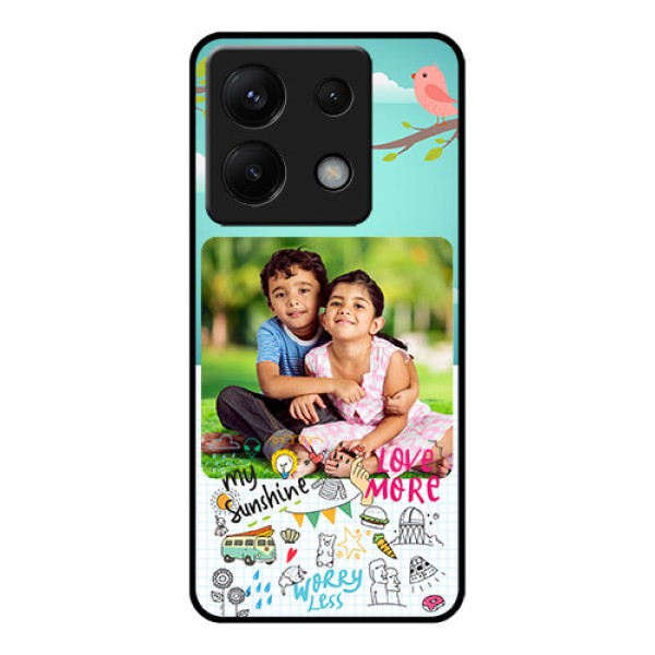 Poco X6 5G Custom Glass Phone Case - Doodle Love Design