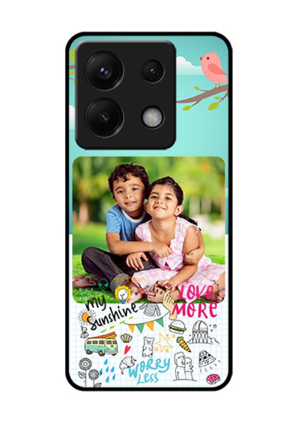 Poco X6 5G Custom Glass Phone Case - Doodle Love Design