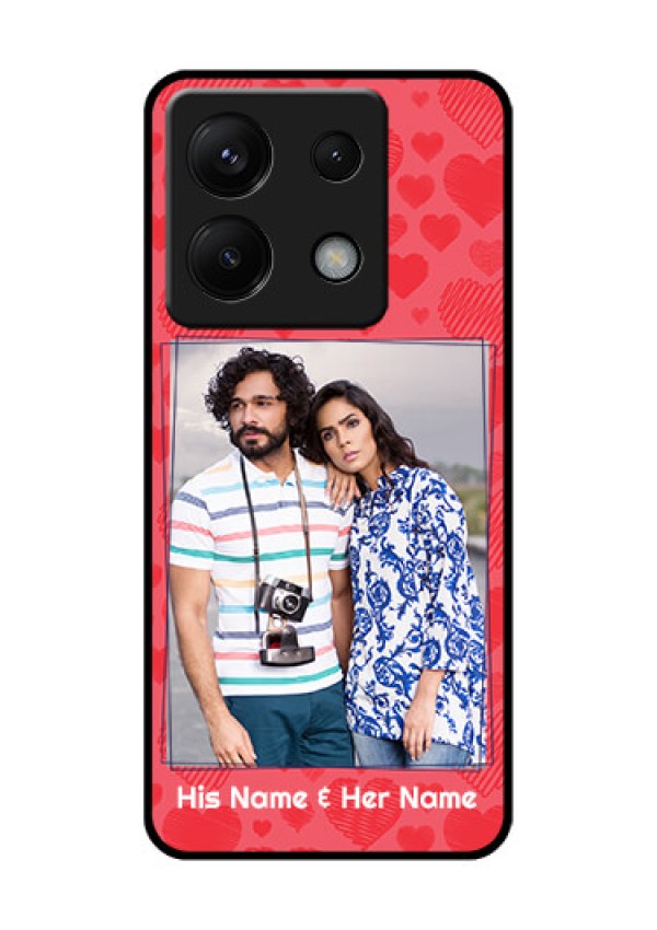 Poco X6 5G Custom Glass Phone Case - With Red Heart Symbols Design