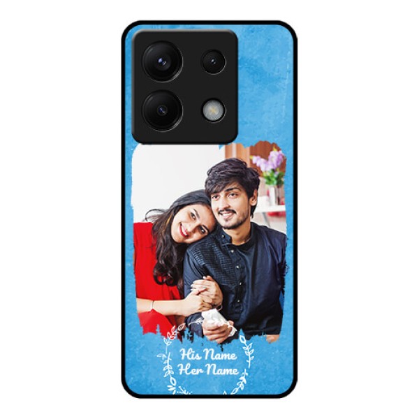 Poco X6 5G Custom Glass Phone Case - Blue Color Vintage Design Poco X6 5G Custom Glass Phone Case - Blue Color Vintage Design