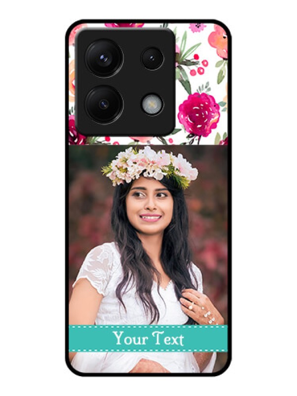 Custom Poco X6 5G Custom Glass Phone Case - Water Colors Floral Design