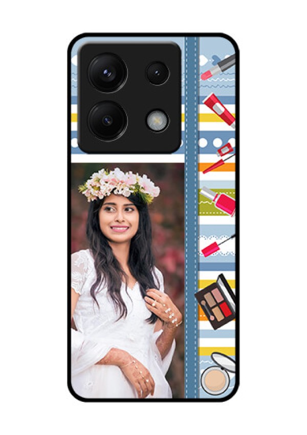 Poco X6 5G Custom Glass Phone Case - Makeup Icons Design